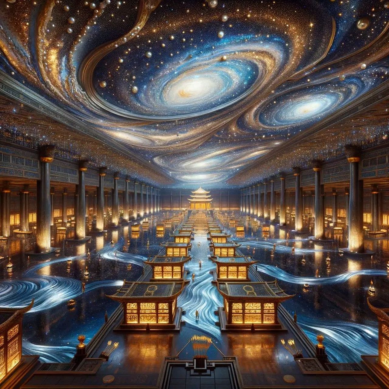 秦始皇陵内部想象图(前三张由ai绘制)  司马迁载:始皇初即位,穿治郦山