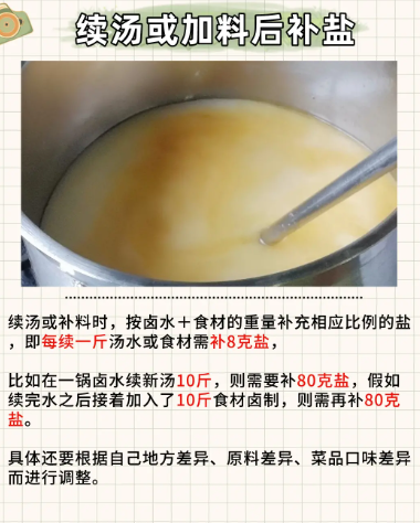 新起滷水鹽度換算公式,補味,續湯,加入調味料後又該如何補鹽?