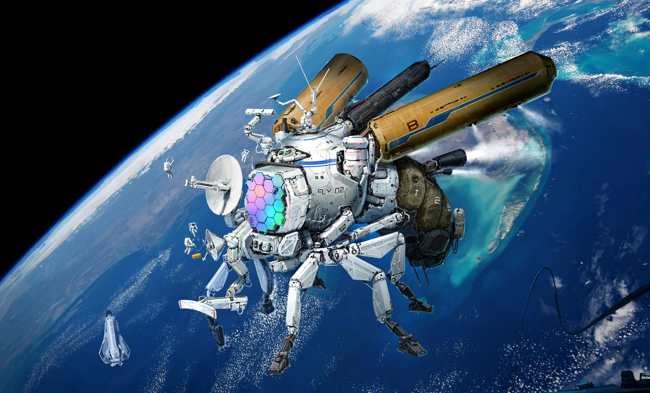 一组仿生机械设计作品欣赏,by 陈龙阙.#动漫# #插画# #科幻