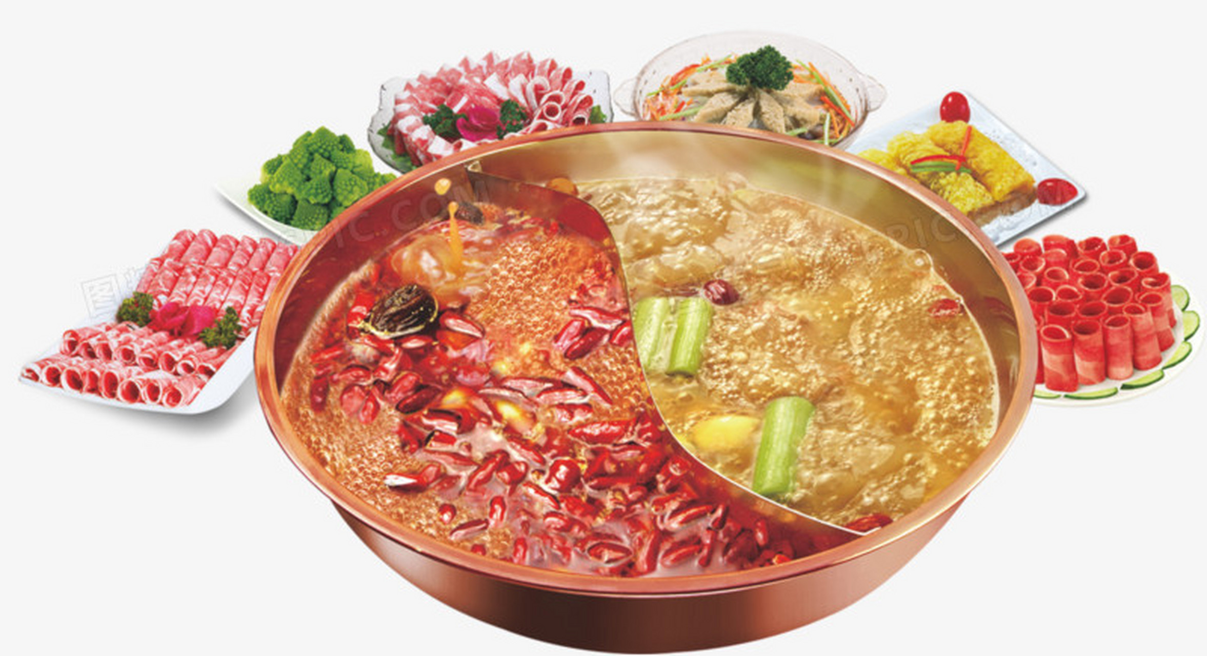鸳鸯火锅是一种非常受欢迎的火锅,它由两部分组成:一个是辣的红汤底