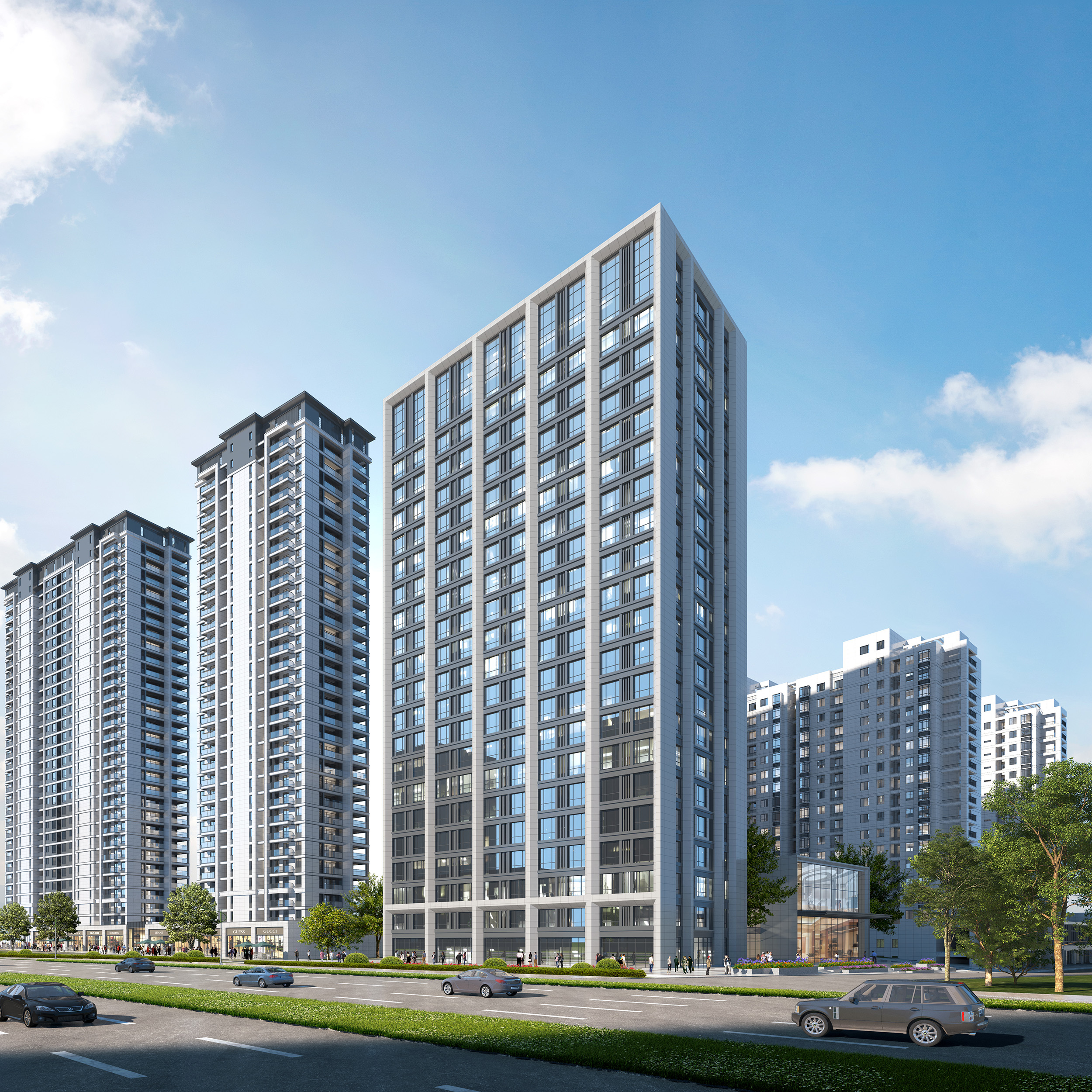 一套住宅小区效果图案例