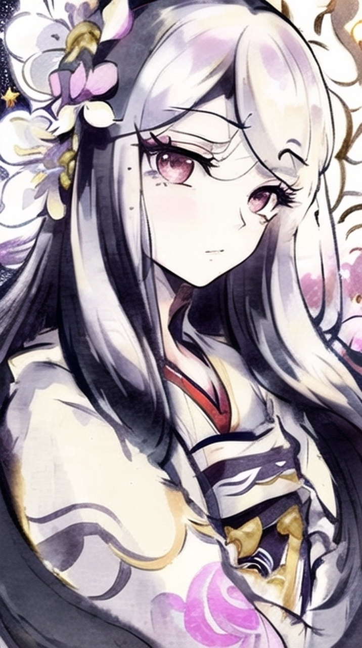 有趣表情:漂亮的水墨风动漫美女头像表情手机壁纸#有趣表情# #动漫