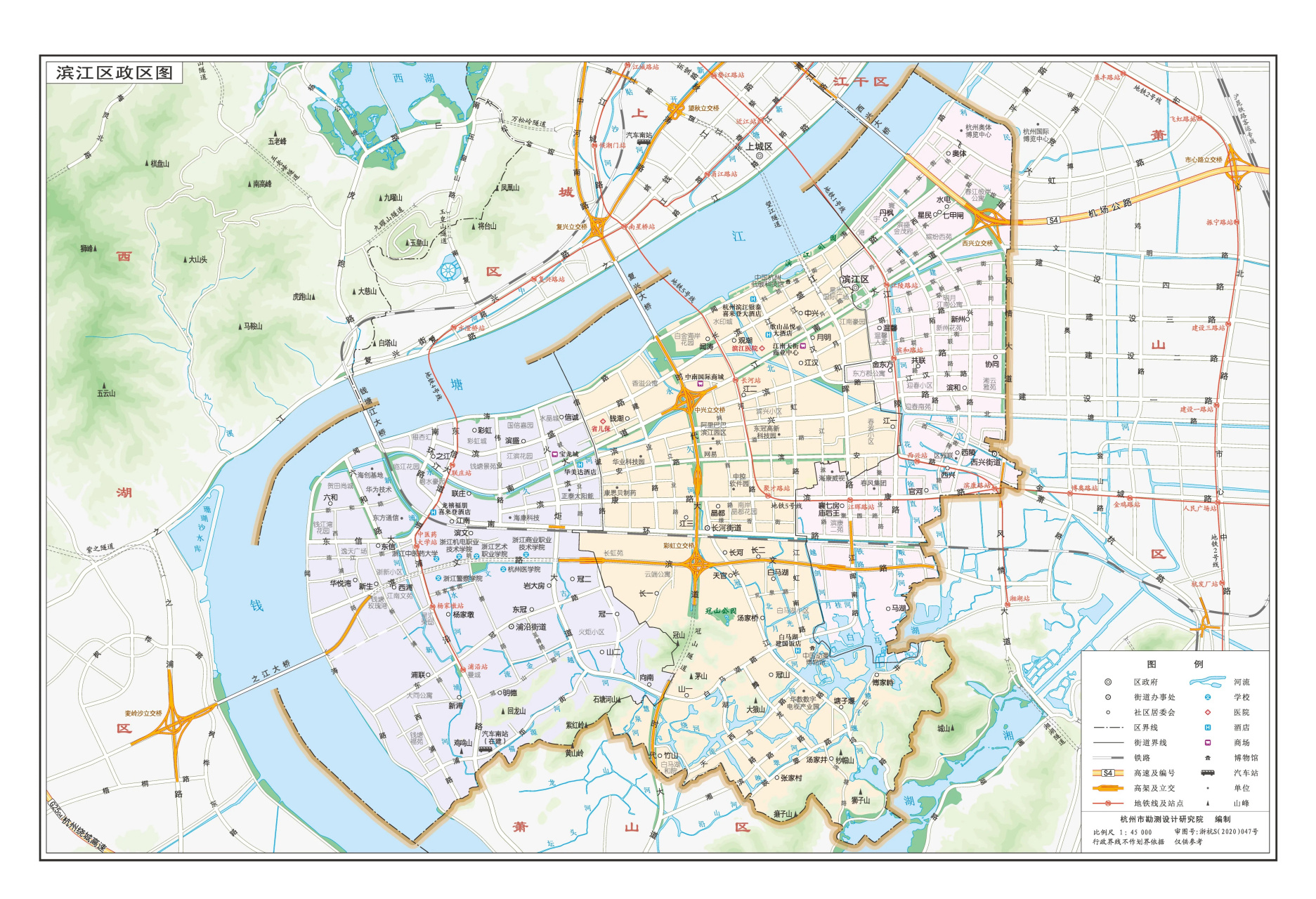 杭州滨江区范围地图图片