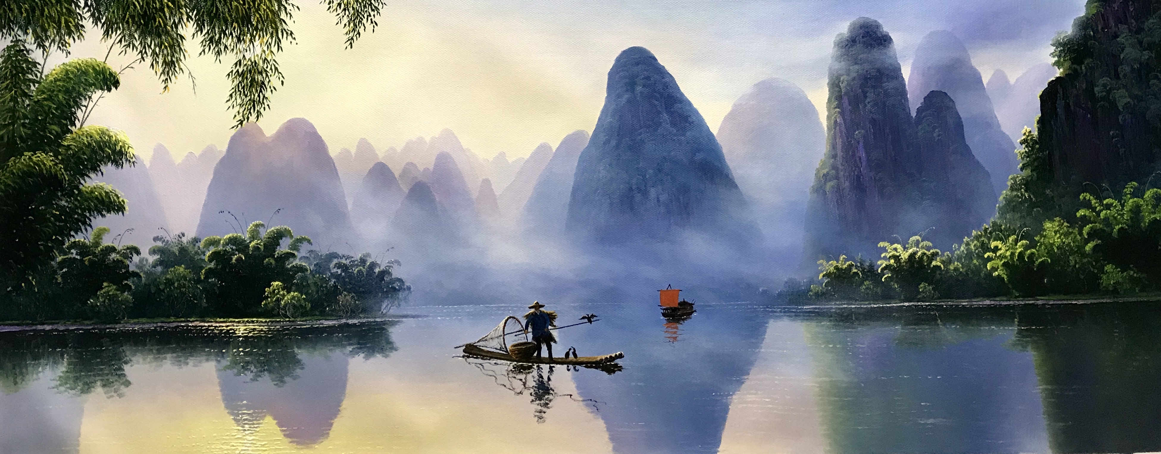 龙蟠桂林山水风景油画作品集