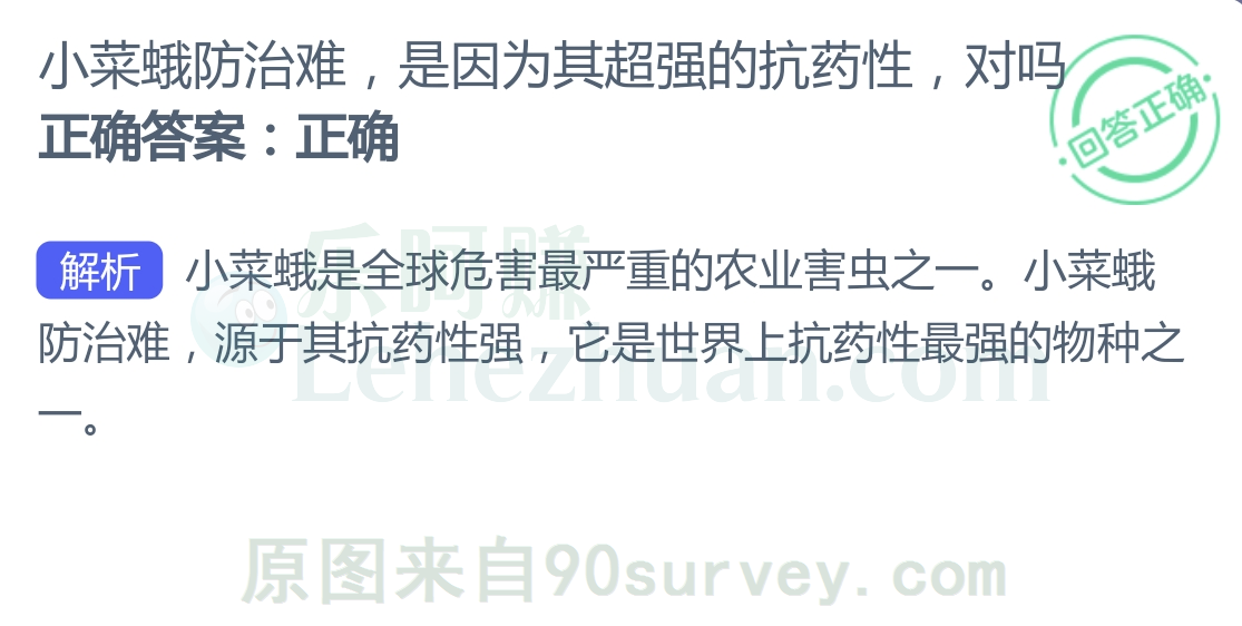 小菜蛾防治难，是因为其超强的抗药性，对吗？