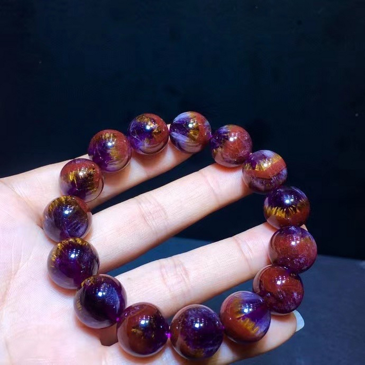 极光23极光钛紫钛满钛手串 23种矿物质对人体脉轮保持平衡,磁场能量