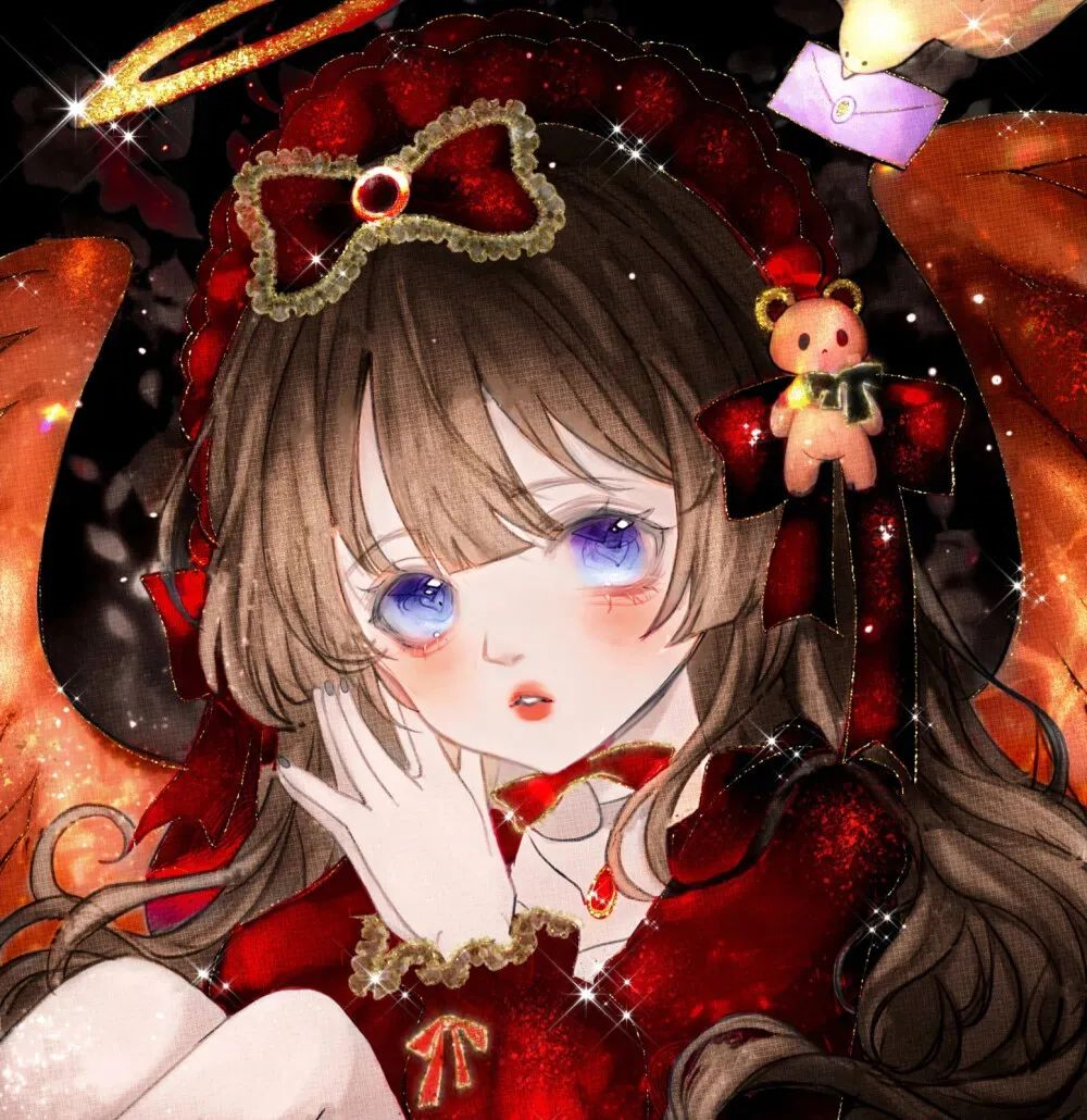 红色系动漫女生头像|浪漫至死不渝