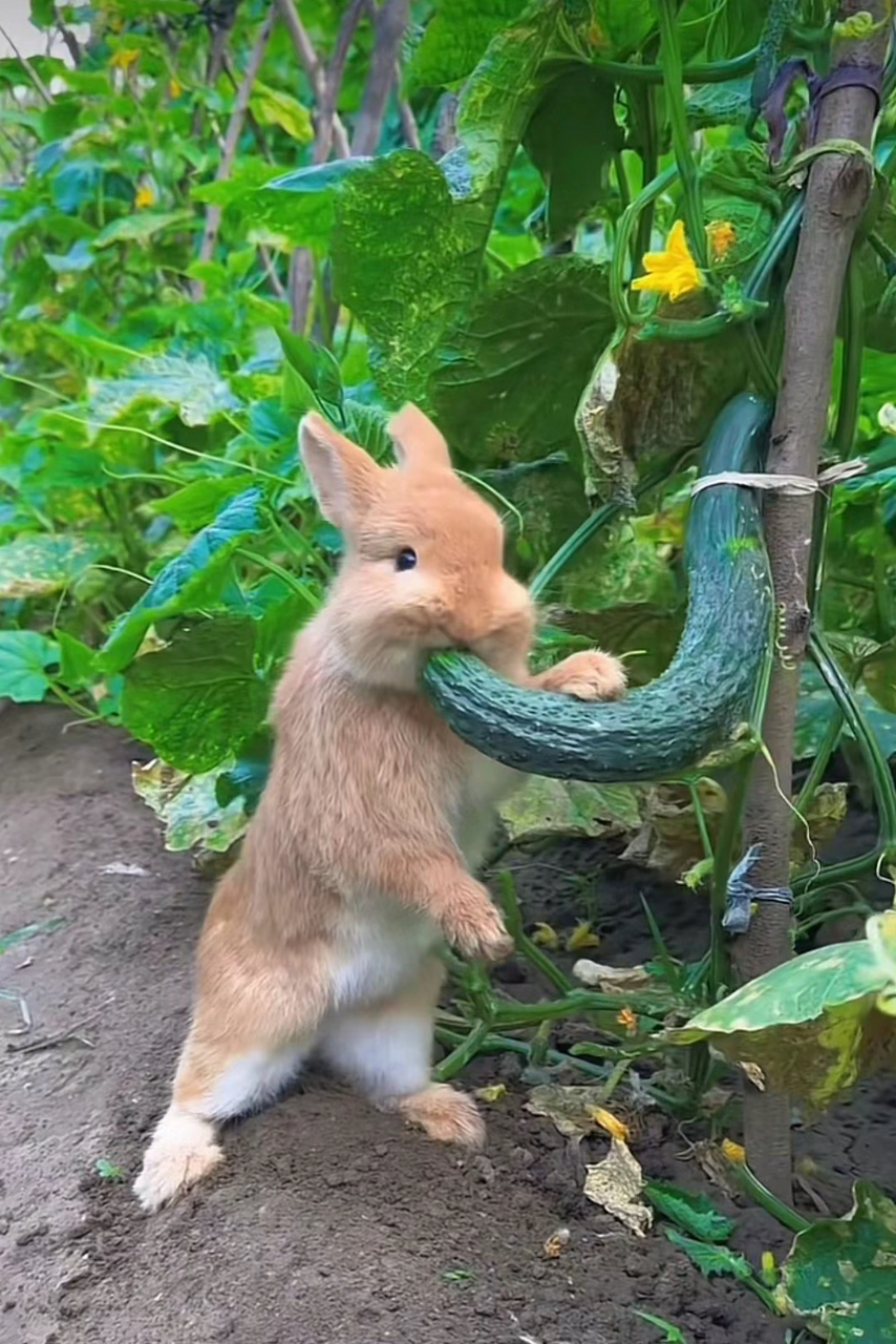 网友:怪不得院子里每天都少一根黄瓜!小兔子:是我吃的,怎样啦?