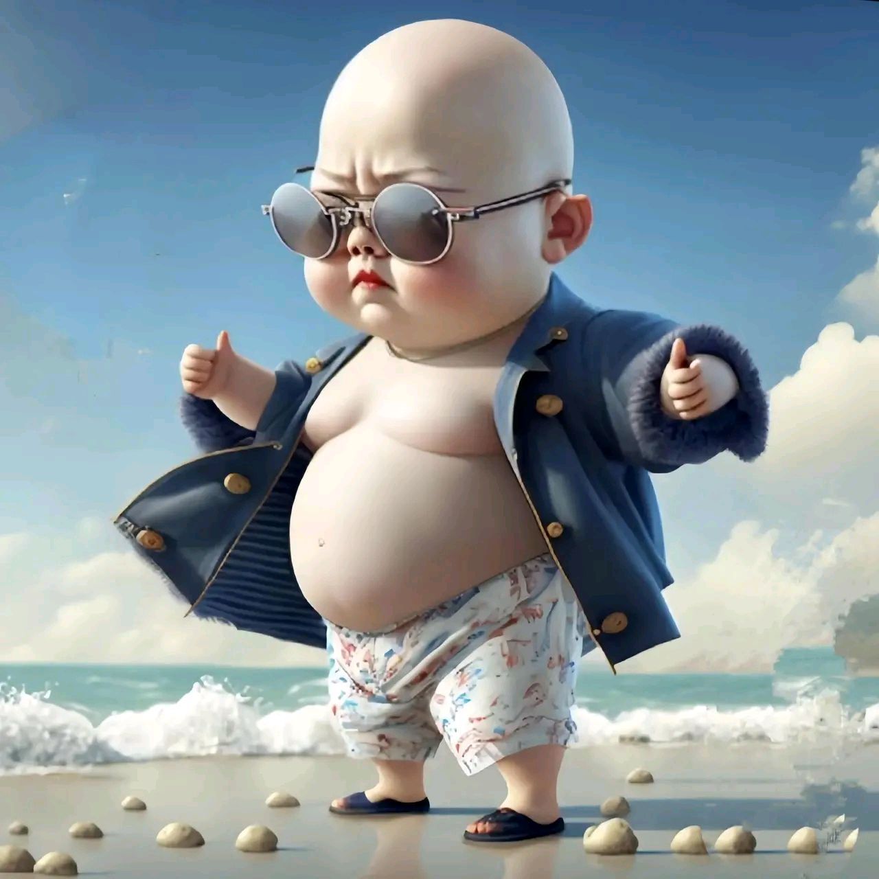 无脖子的富婆,多肉的大叔#搞笑