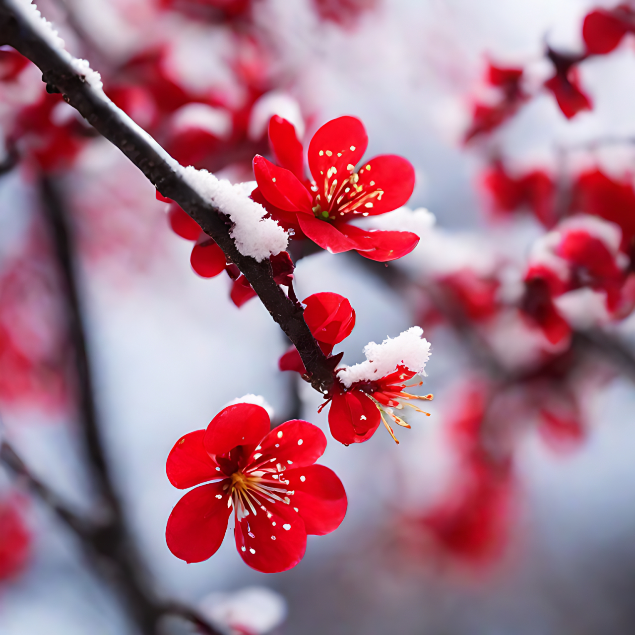 红梅花儿开,朵朵放光彩#红梅赞