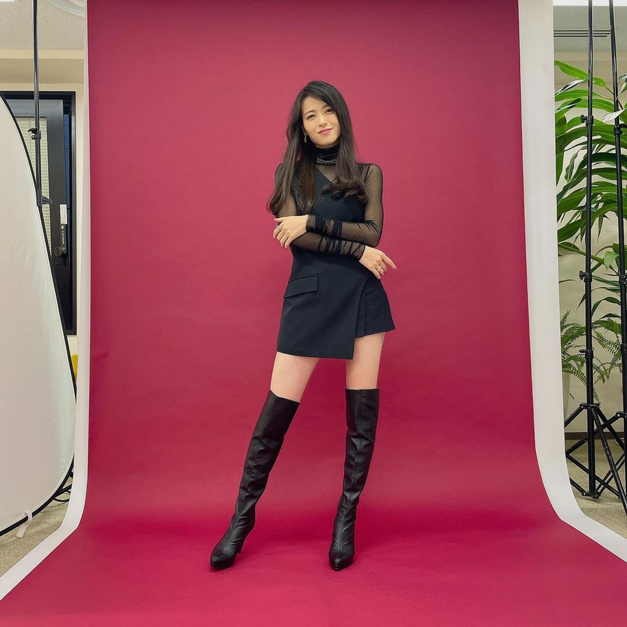 轻熟女长筒靴穿搭