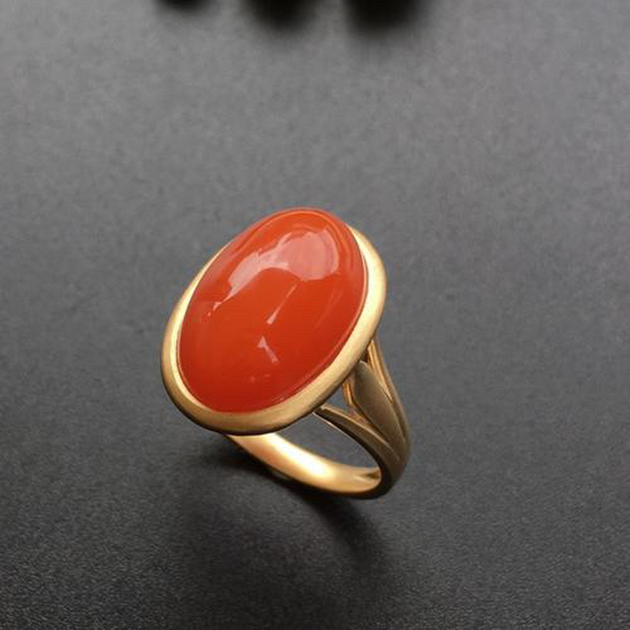 原矿保山南红镶嵌戒指