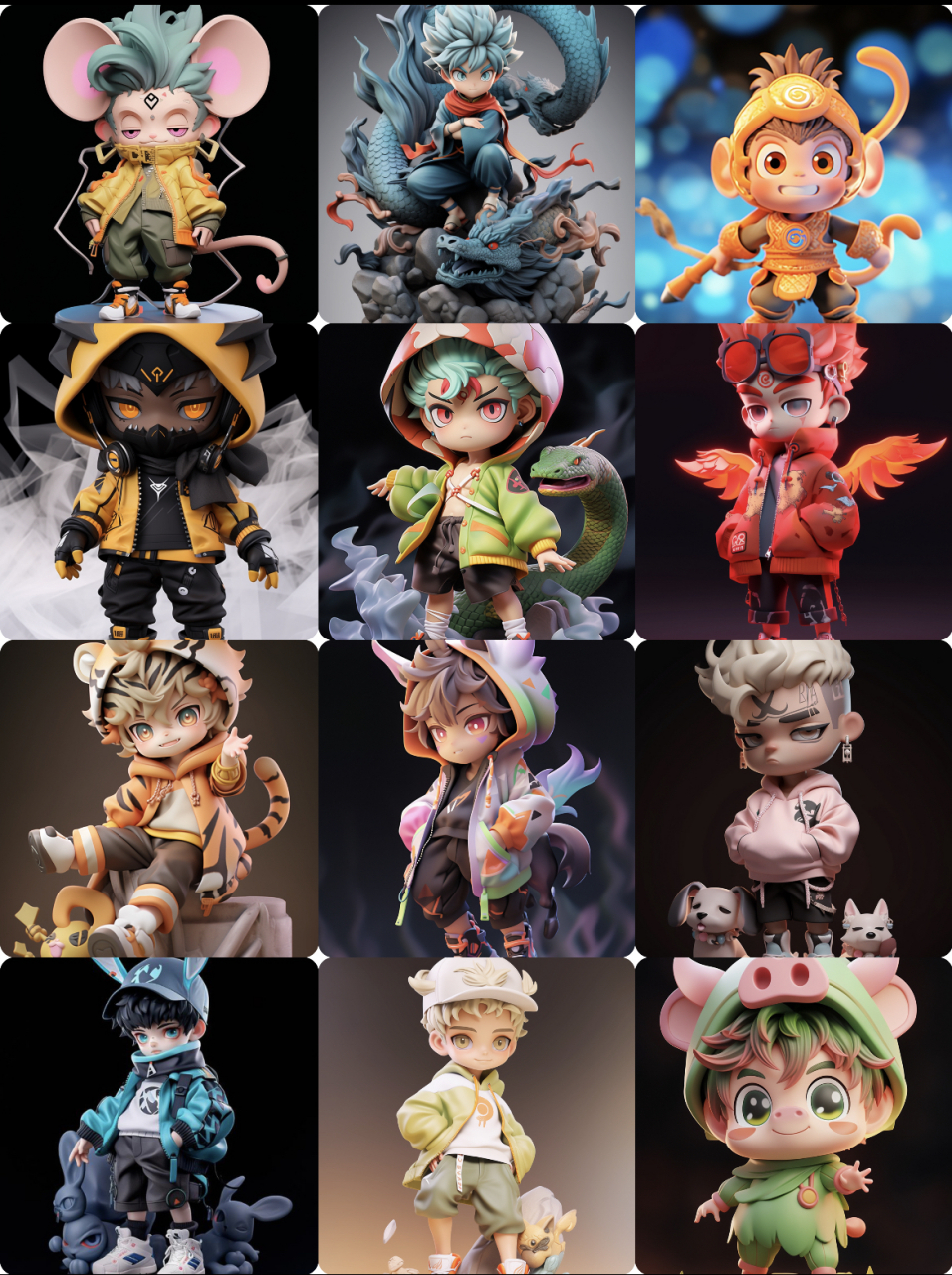 十二生肖男孩 泡泡玛特风