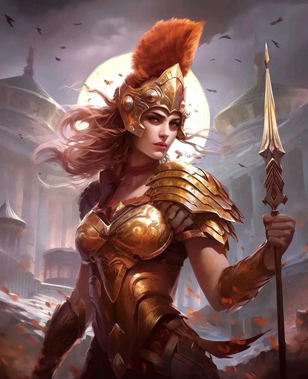 ai创作:身披铠甲的战争女神雅典娜.#动漫# #插画# #二次元