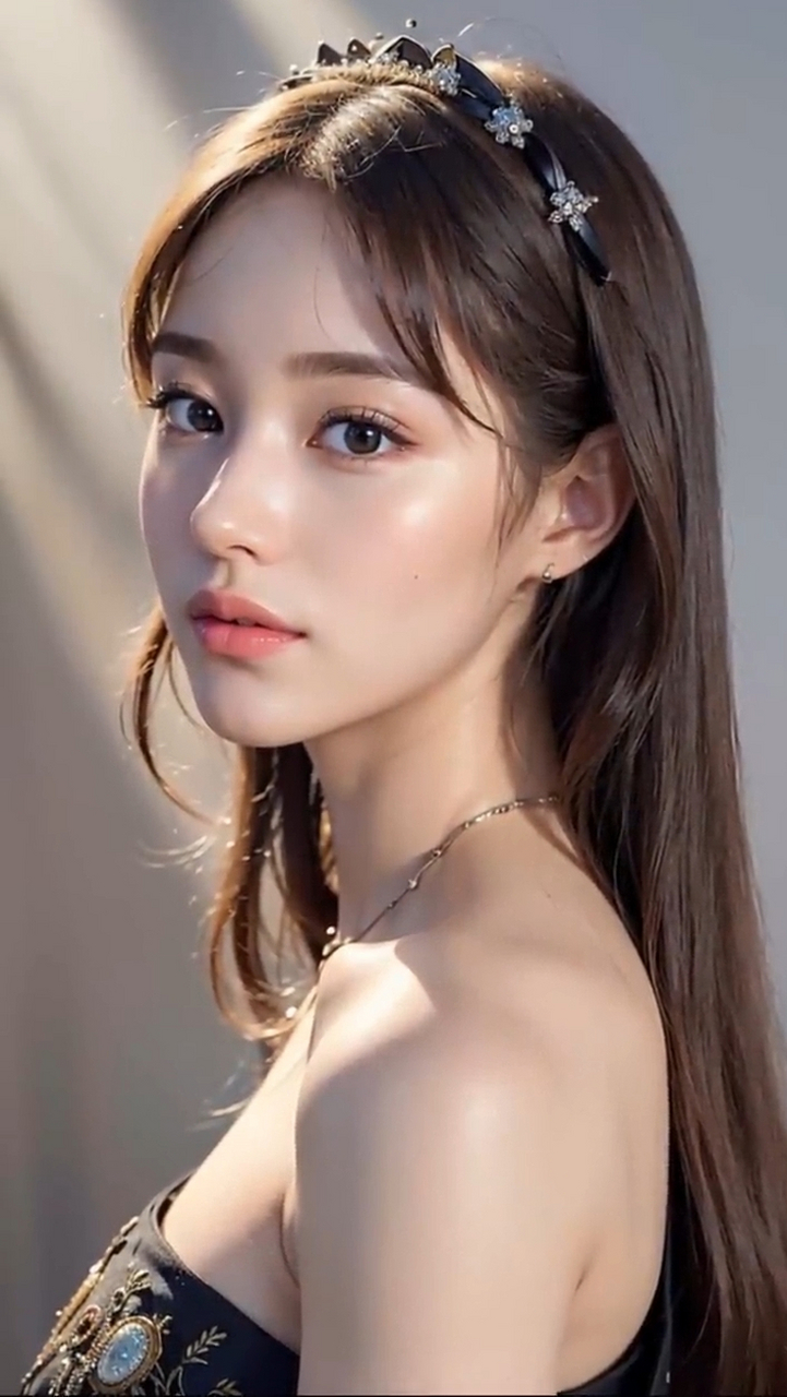 照片中的女孩,如黑曜石般深邃的眼神,神秘而独特.