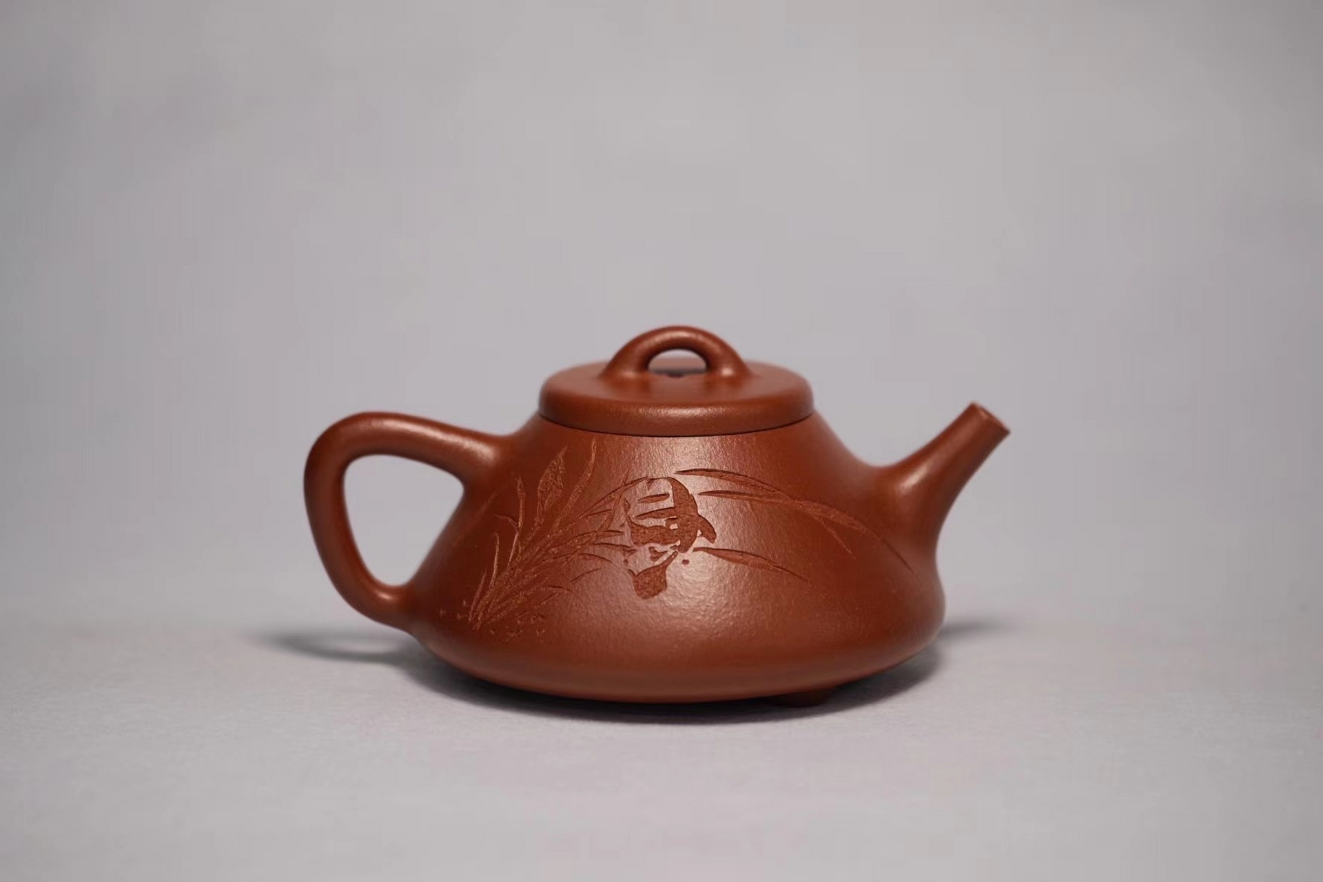 子冶石瓢 精品原矿降坡泥 220c,全手工 黄文艺刻绘#宜兴紫砂壶# #全