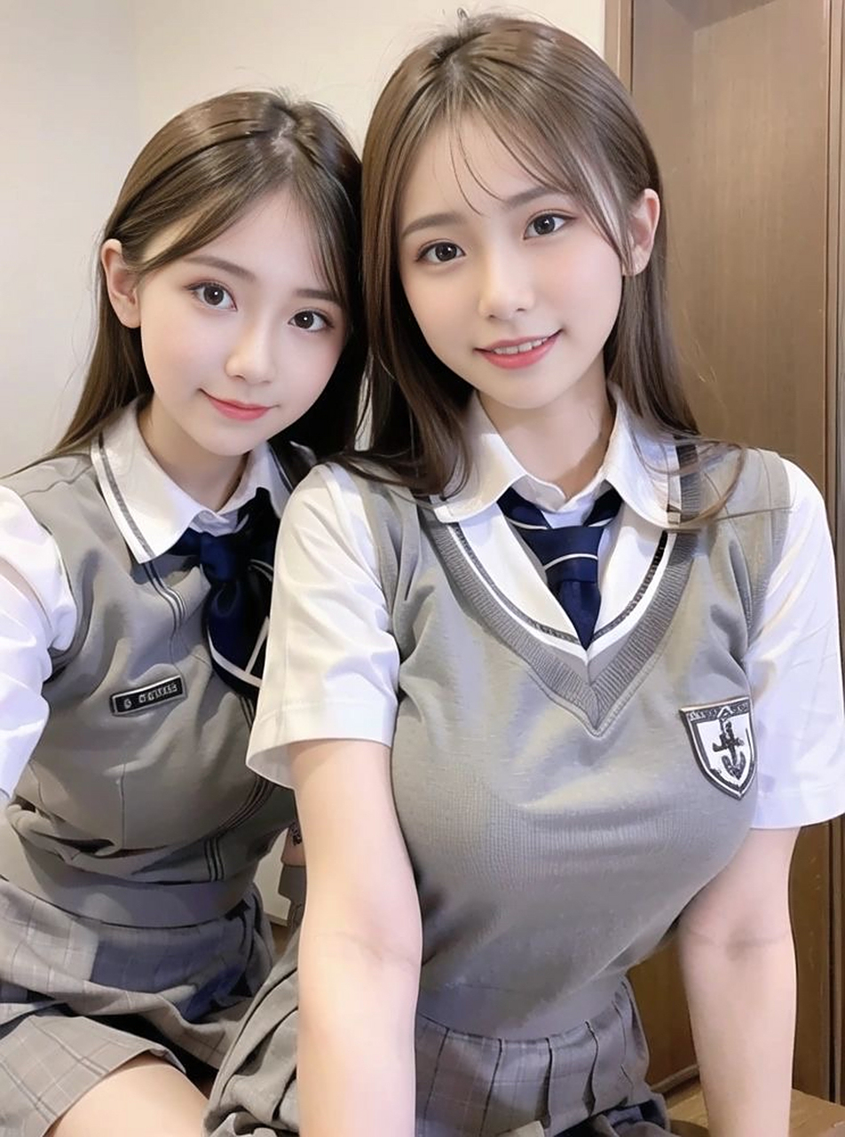 ai绘画姐妹花,纯情漂亮!