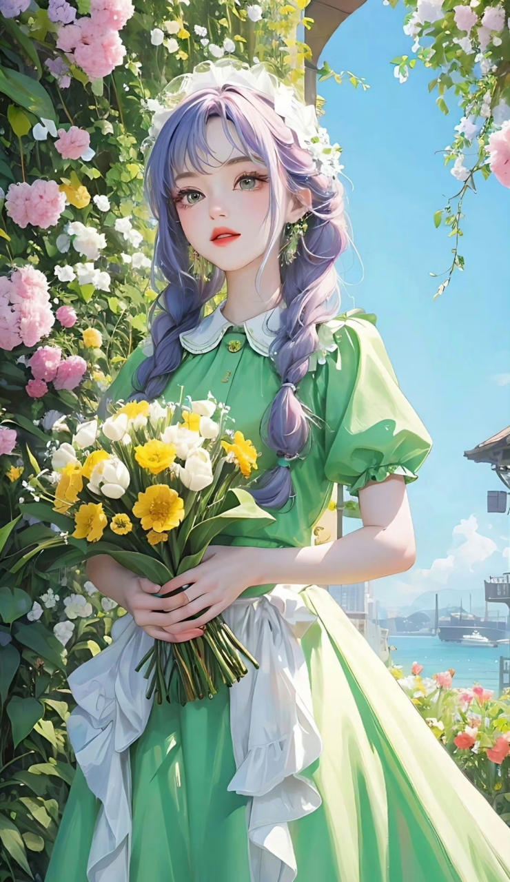 " 唯美好看的手捧鲜花女生壁纸 . " 67