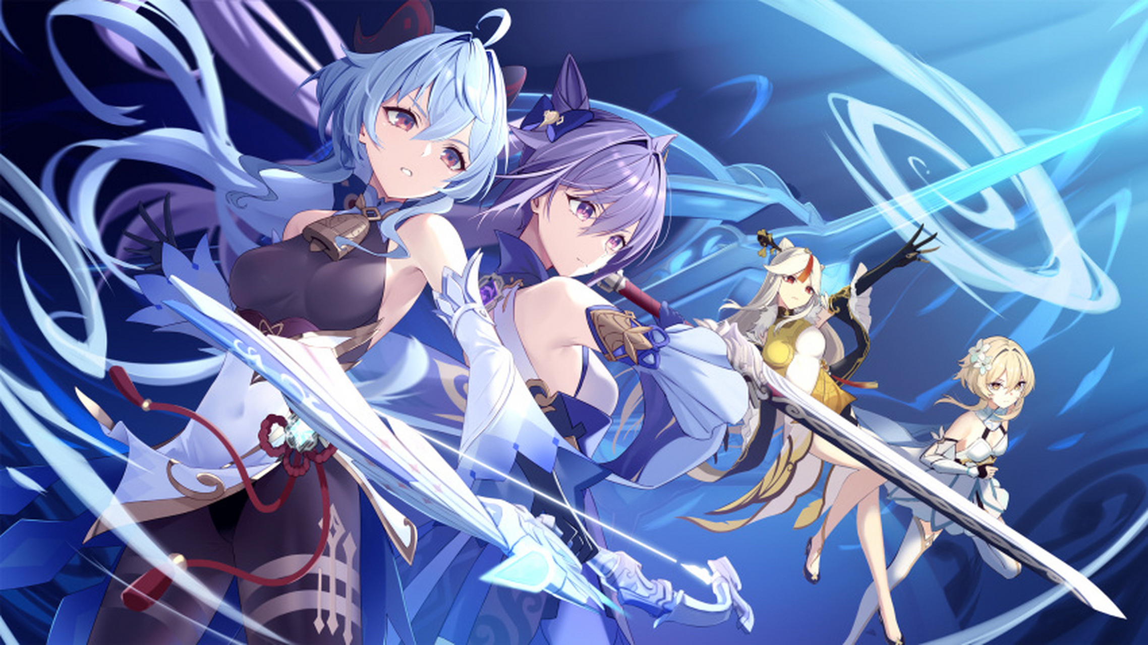 刻晴,凝光,旅行者荧[打call][打call][打call] 画师:tyenka7728#原神