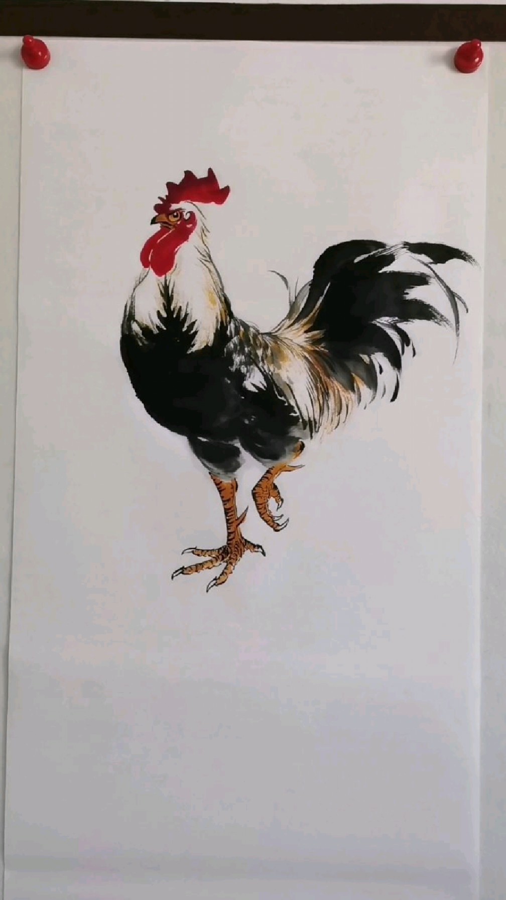 王兴民,国画公鸡:大公鸡这样画