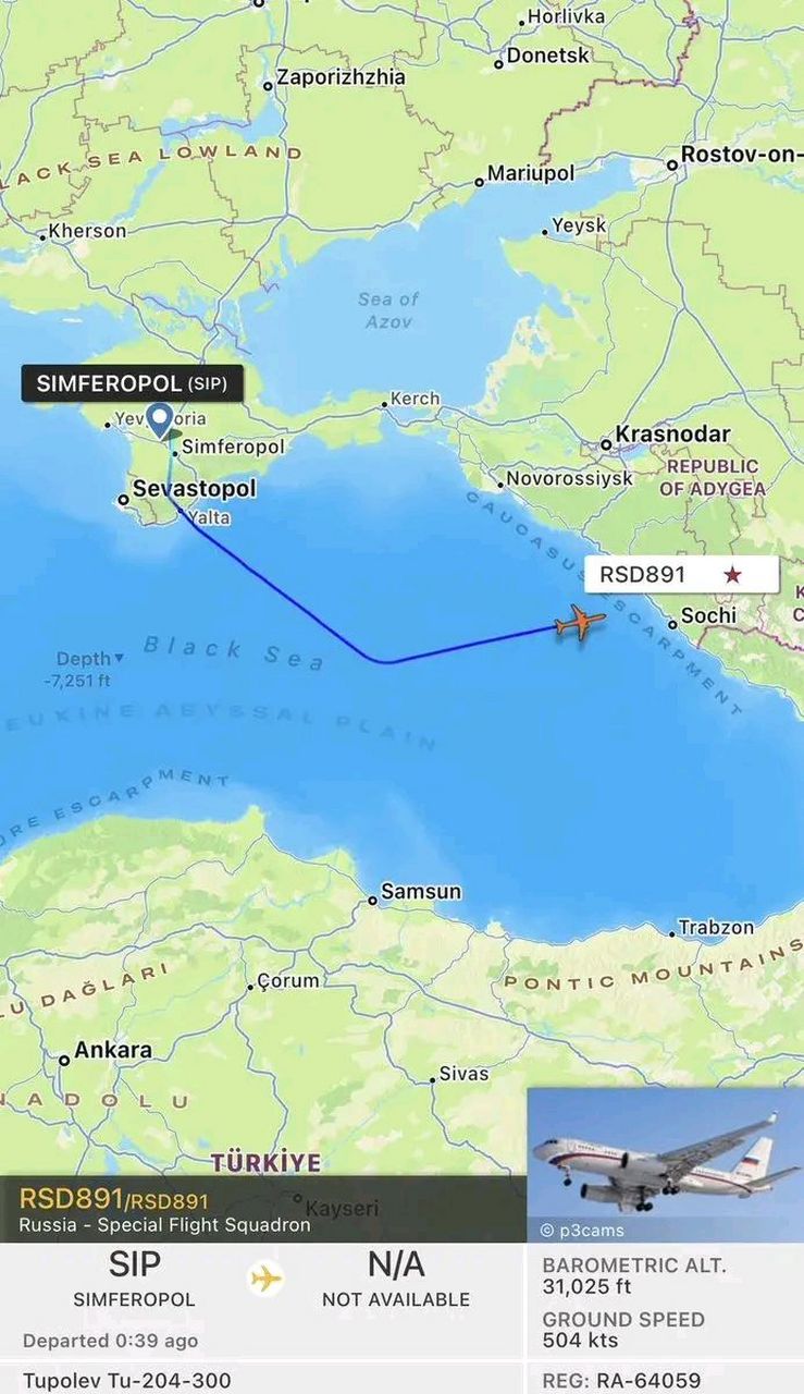 俄罗斯特种飞行中队的一架tu-204-300"rsd891"罕见且不寻常的航班!