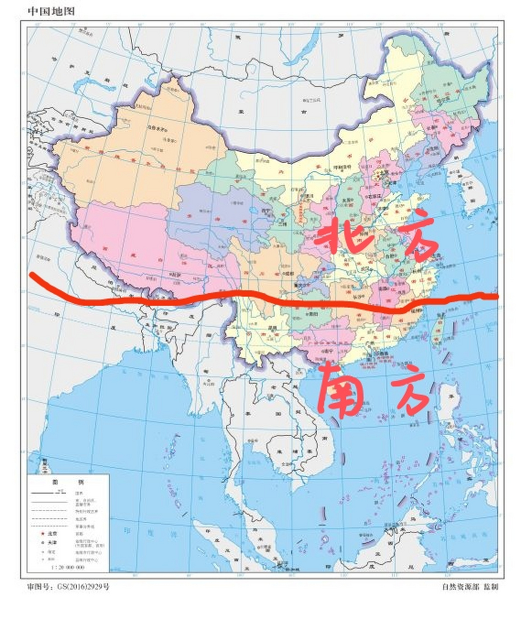 南方北方的分界线地图图片