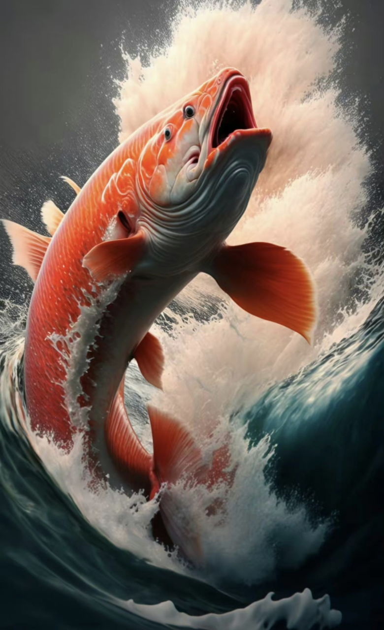 水为财,鱼为灵,清晨红鲤鱼看到乃祥瑞之兆,所愿皆所得,所想皆所求,所