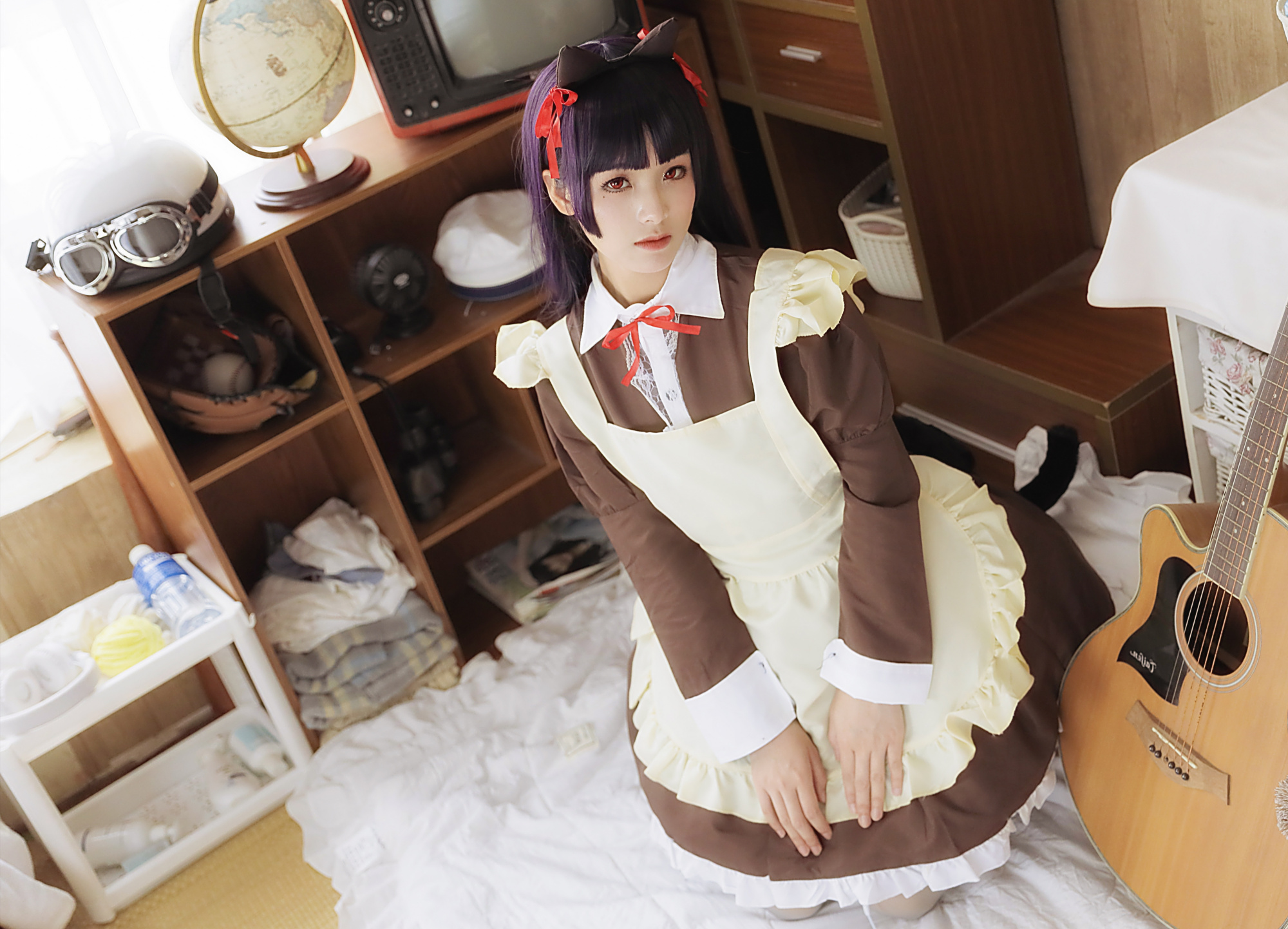 五更琉璃女仆cos,这只"黑猫"也就"亿"点点可爱啦