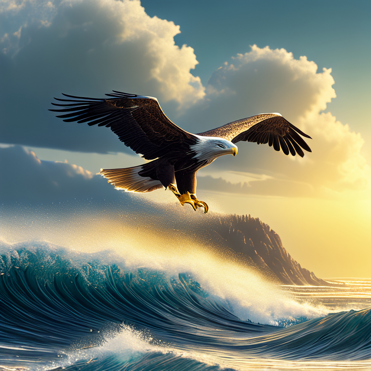 ai绘画高清壁纸-鹰和海#搜享宝藏扶持计划# #涂鸦