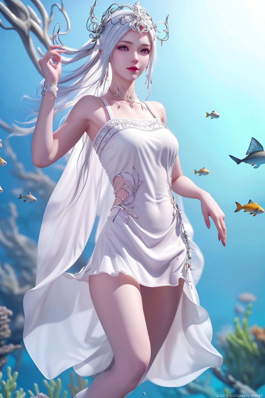 漂亮性感的波塞西水下白裙美图