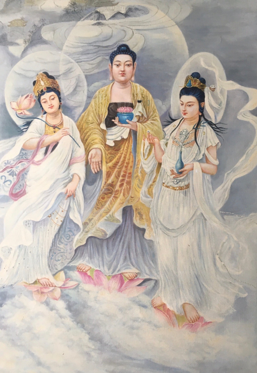 纯手绘老油画《西方三圣》