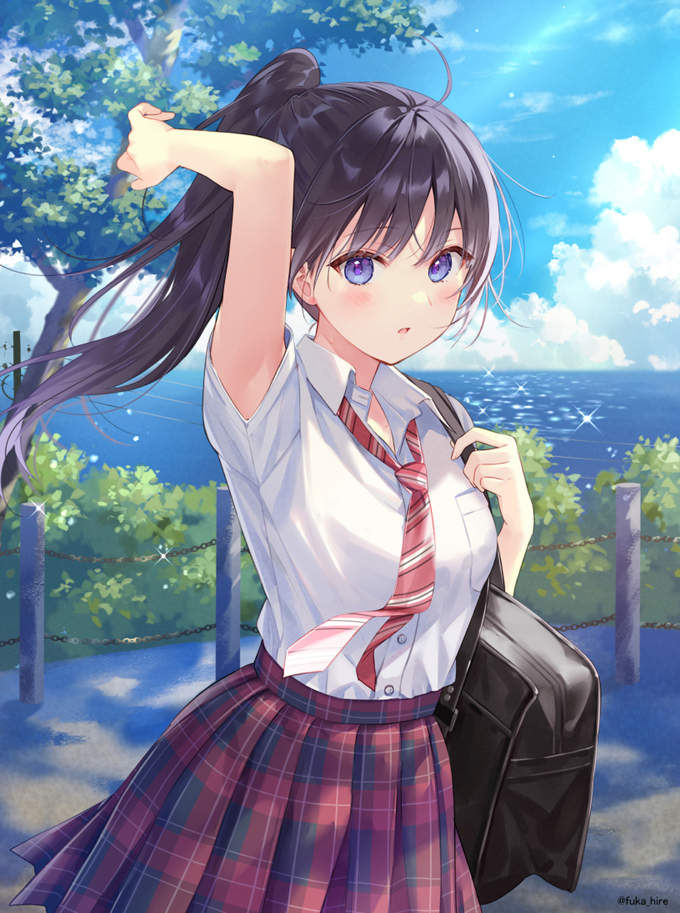 上学咯  画师:フカヒレ #动漫头像和壁纸# #p站动漫画师与画作# #二