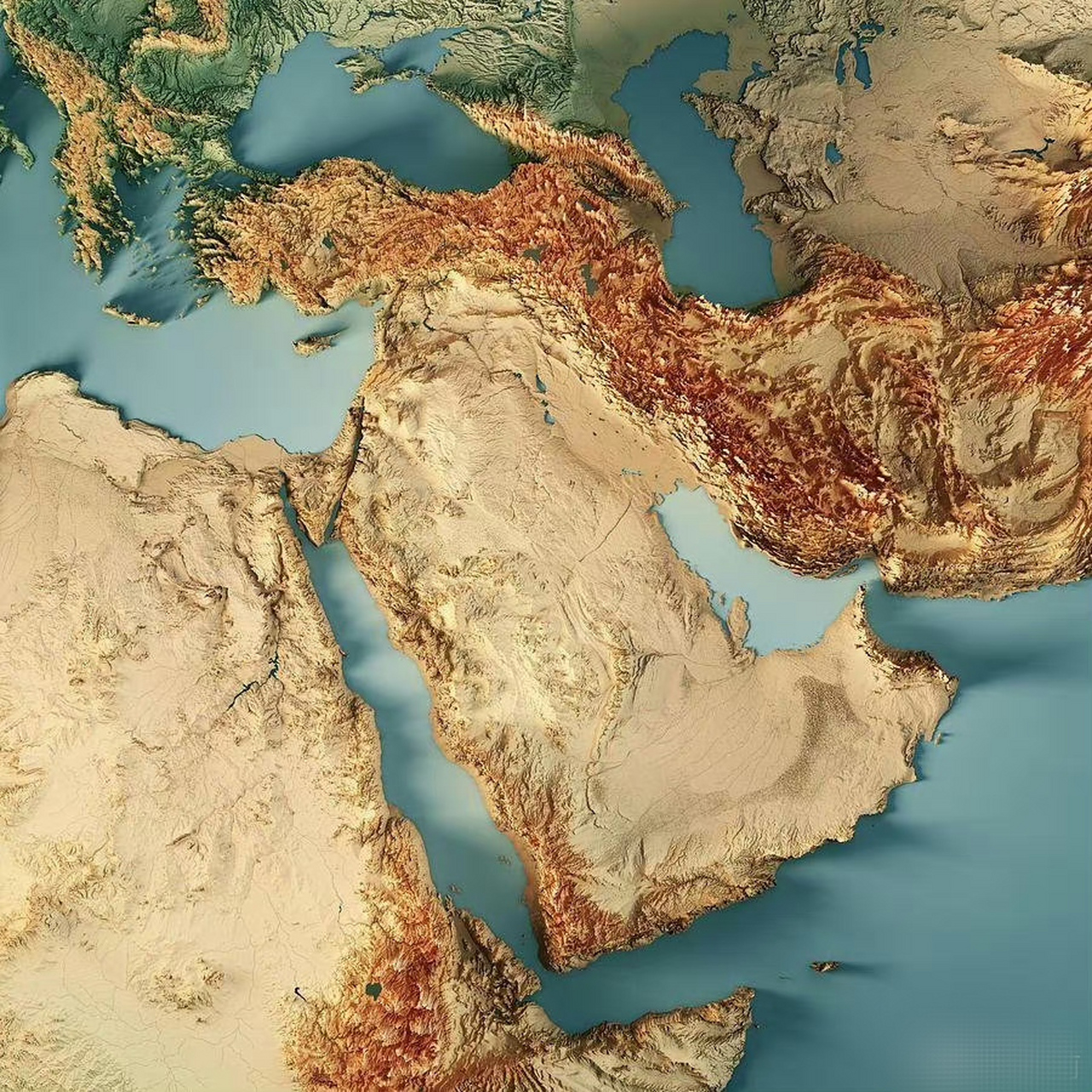 从中东地形图上看,按千年大计来算,阿拉伯民族占的地盘不如突厥(算