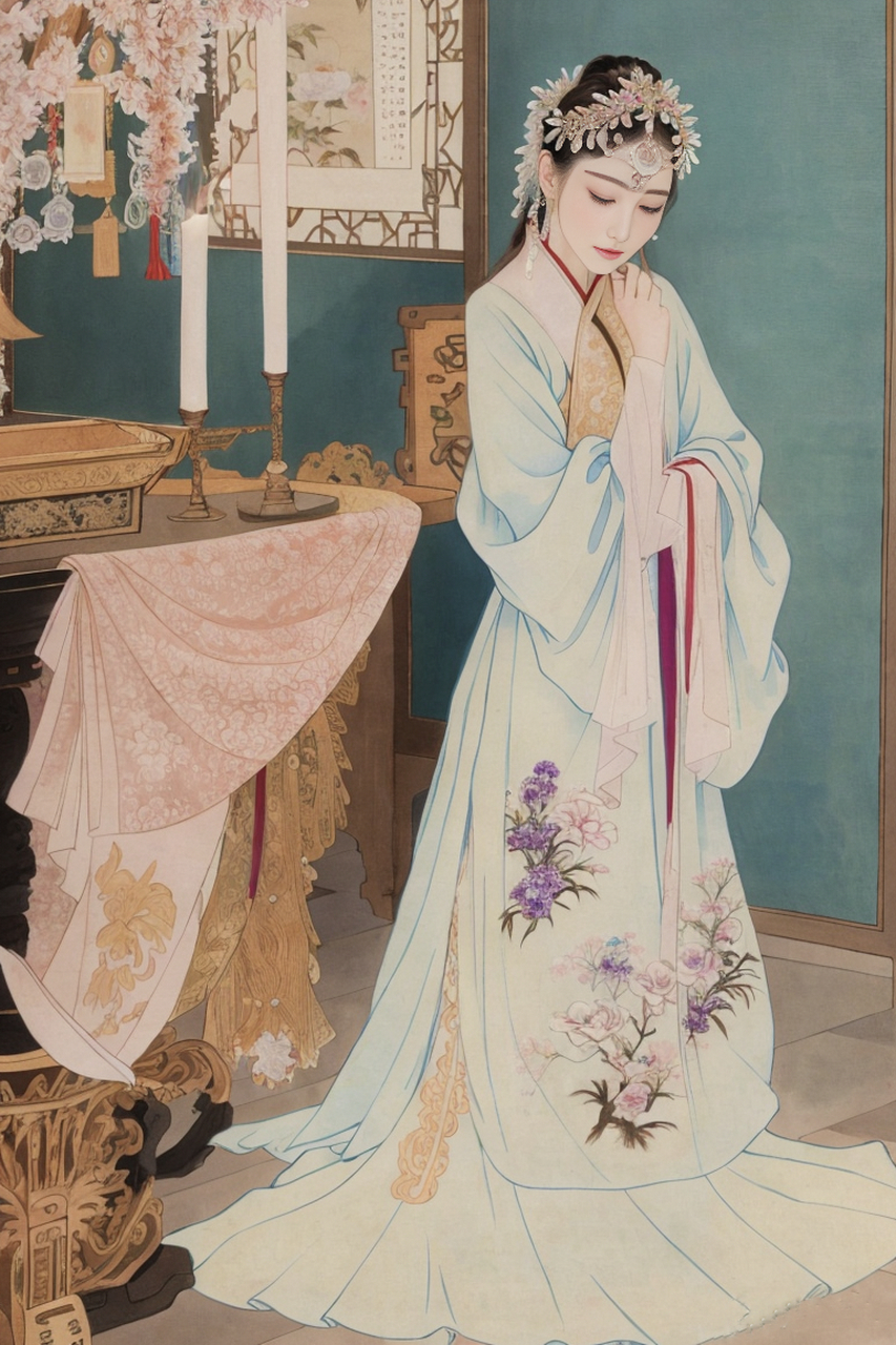 ai画廊# 中国古代四大美女之二, 貂蝉 / 是东汉末年著名的美女,被称