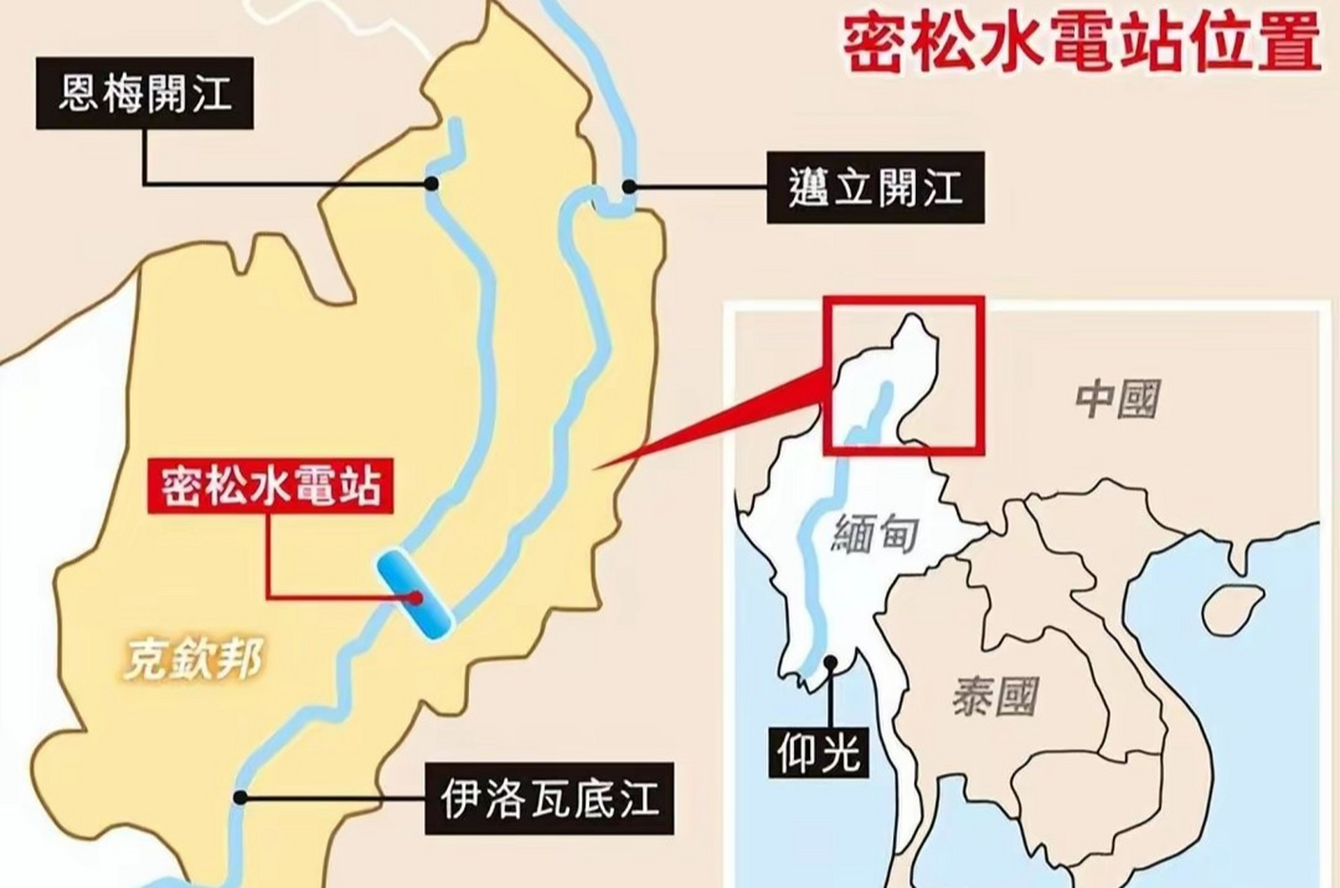 缅甸电力短缺#  缅甸密松水电站,2009年12月开工建设,原定2017年抗い