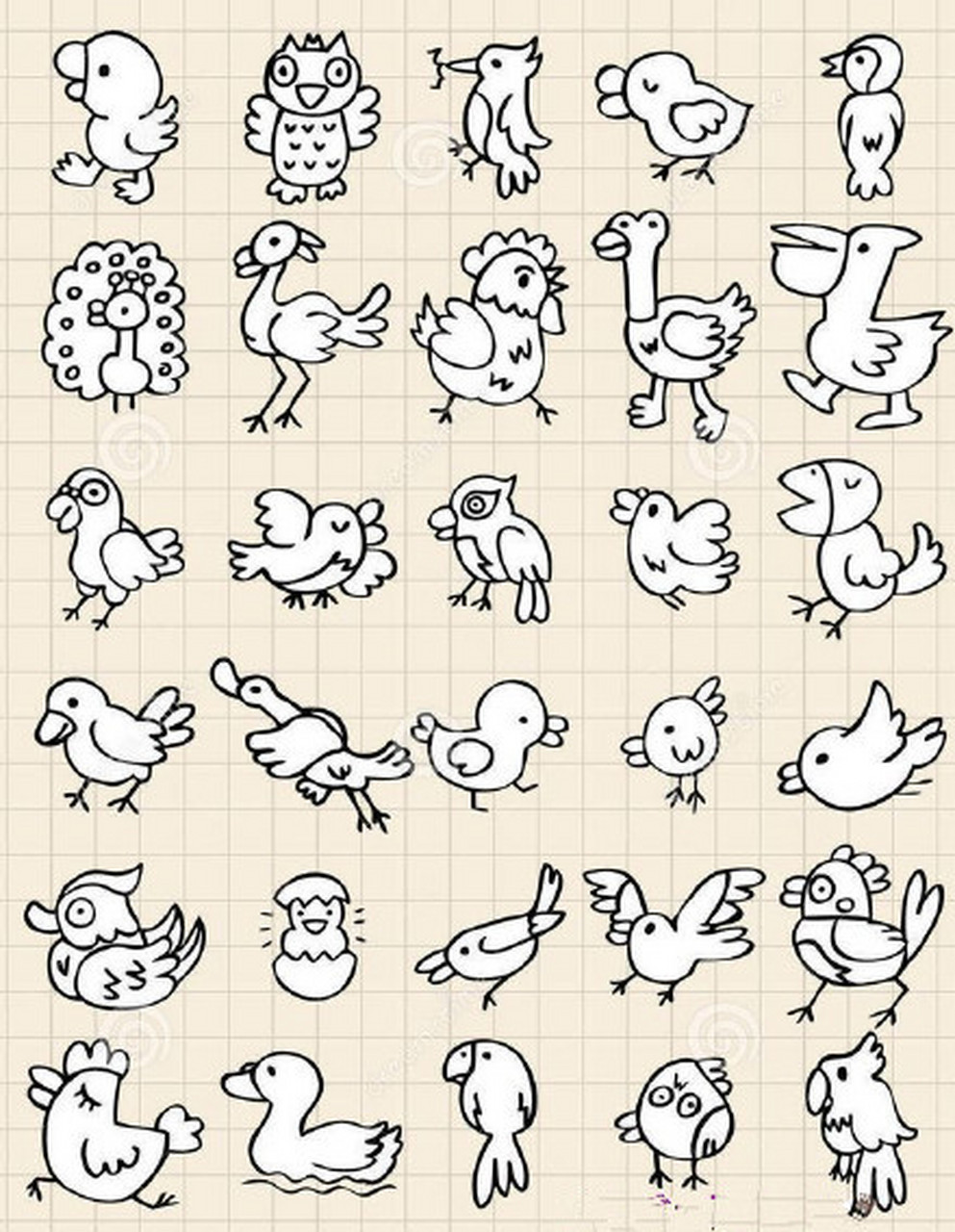 绘画参考 一组手绘手帐漫画素材, 可爱的小动物手绘#美术