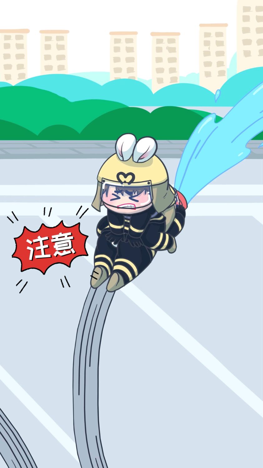 被水枪"操控"的男朋友也太可爱了吧 #原创动画 #蓝朋友 #消防员 #水枪