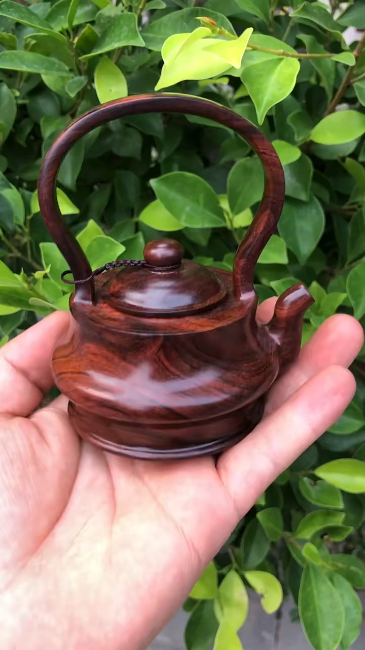海南黄花梨紫油梨提梁壶