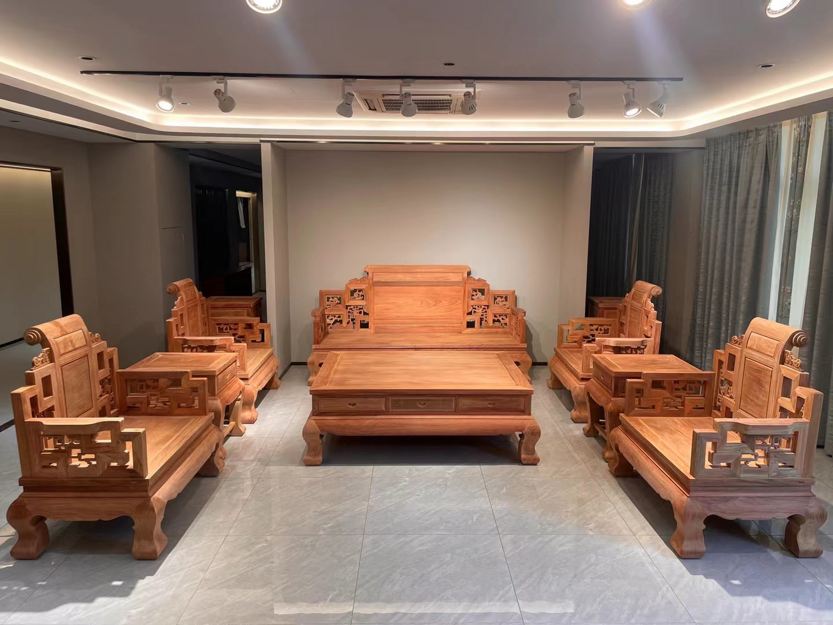 缅甸花梨(大果紫檀) 卷书沙发