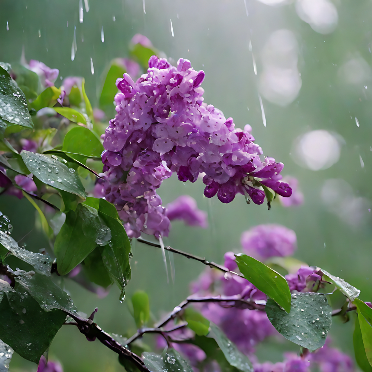 雨中的紫丁香#紫色丁香花