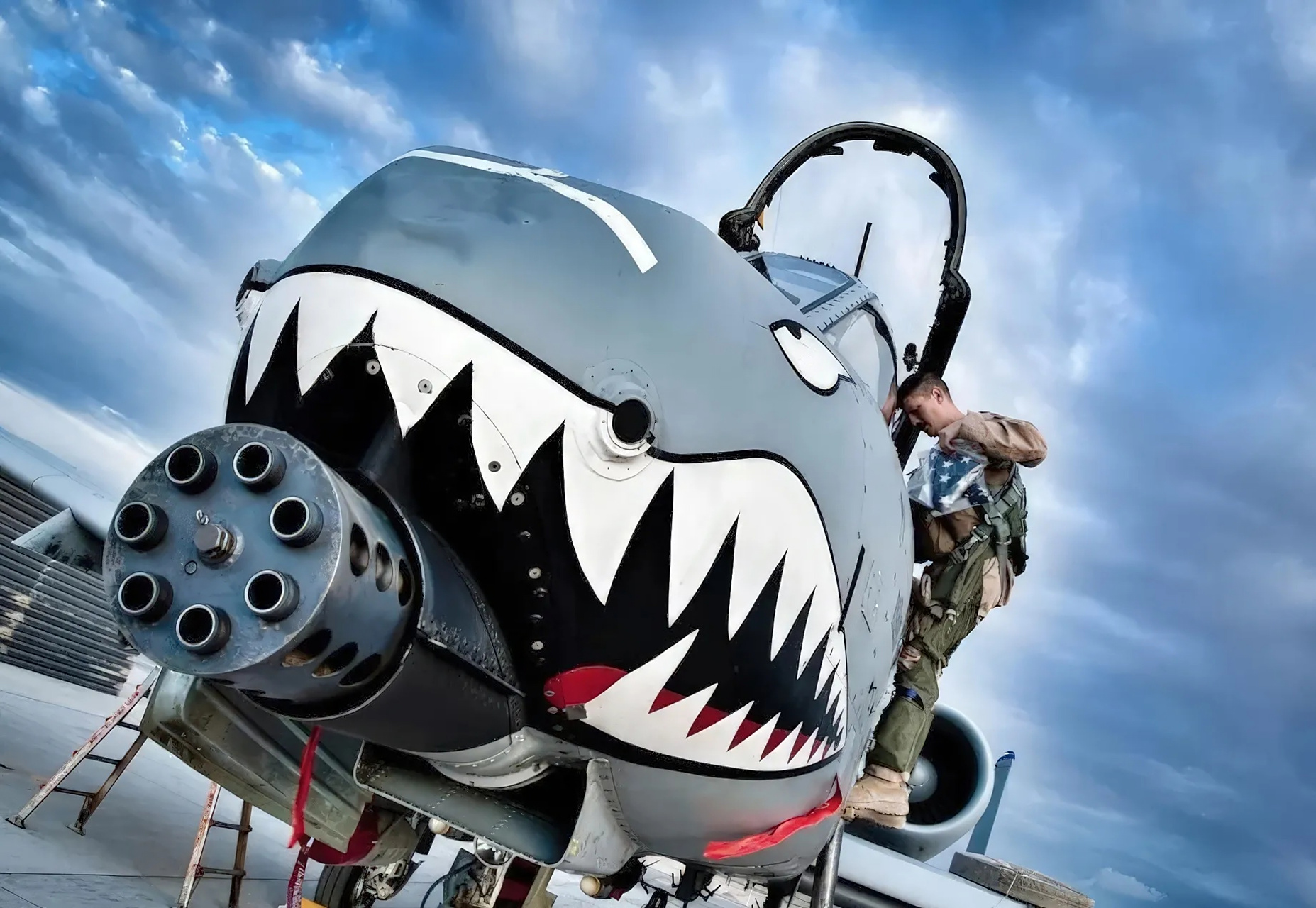 鲨鱼嘴涂装是一种经典的飞机涂装,通常出现在战斗机,攻击机和直升机上