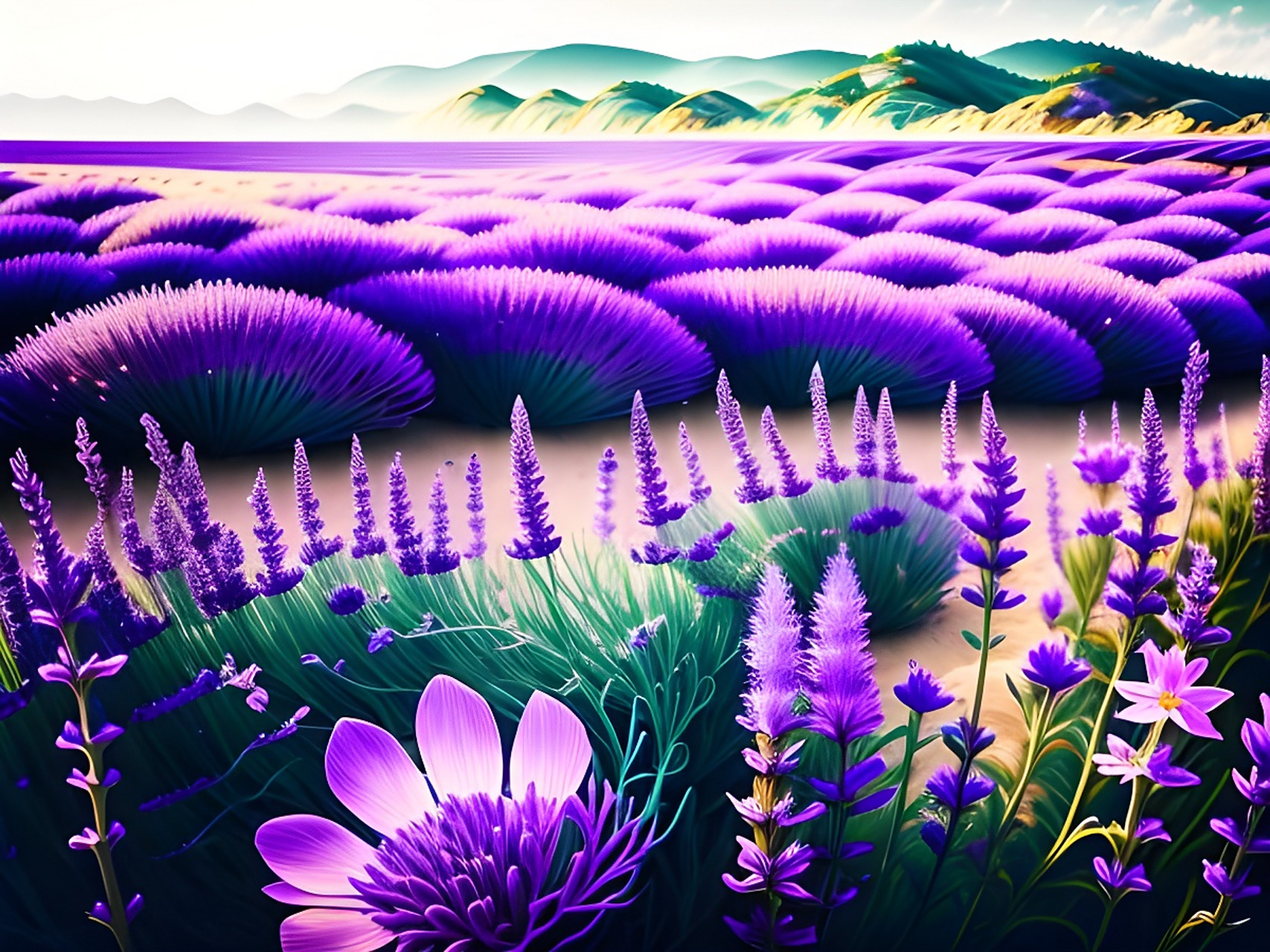 ai绘画「薰衣草花海」[比心][比心] #花# #二次元美图#  #ai绘画