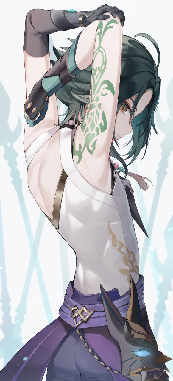 羡慕不来的腰#原神魈#  p站画师:rnji