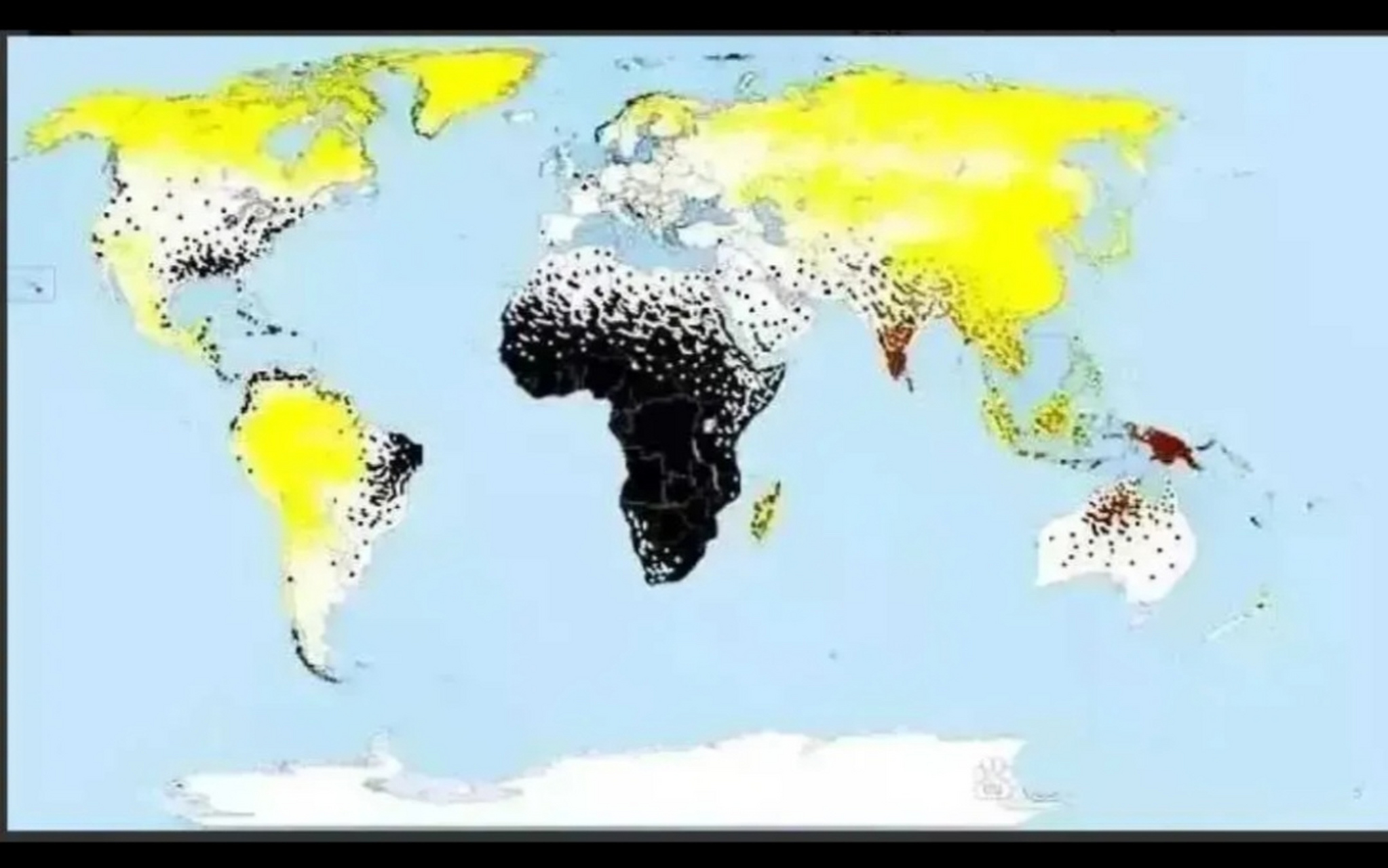 澳大利亚有少量土著黑人. 贩卖黑奴,美洲也有了黑人分布.