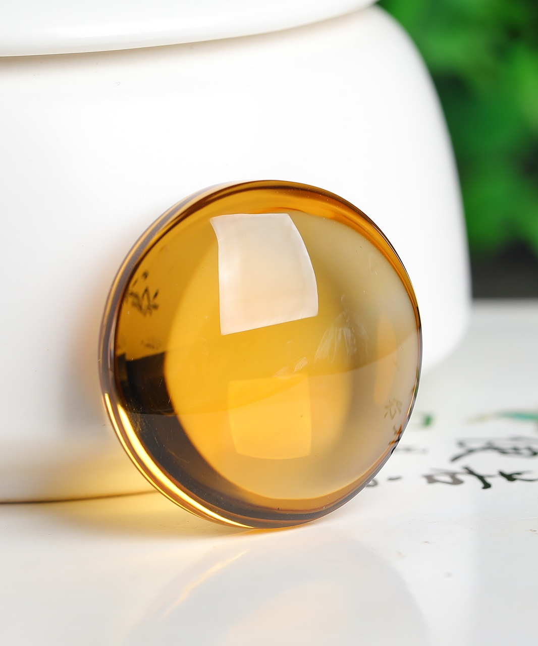 黄水晶无事牌吊坠