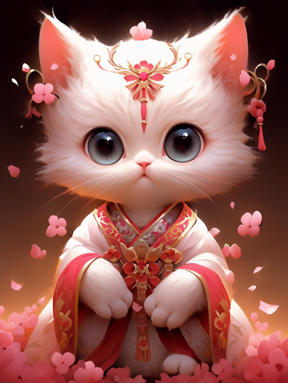 古装小猫咪可做头像壁纸背景图