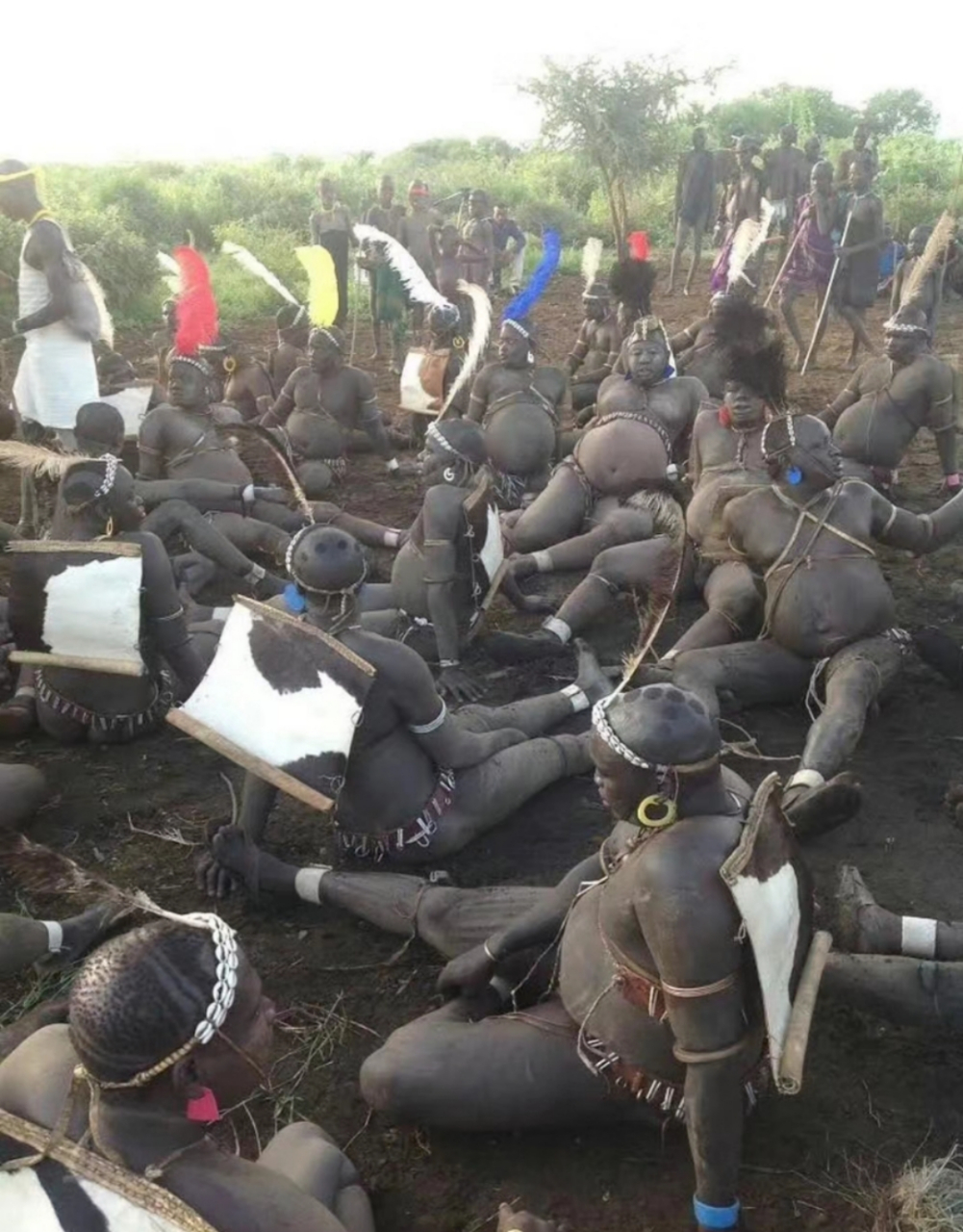 埃塞俄比亚博迪部落,举行男性选美大赛,肚子最大的男人最受众人追捧.