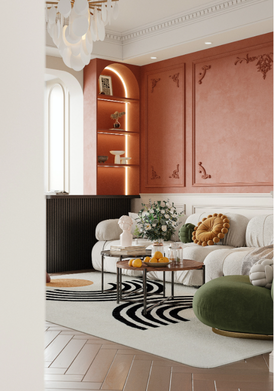 绿色 橙色系搭配,让空间更高雅