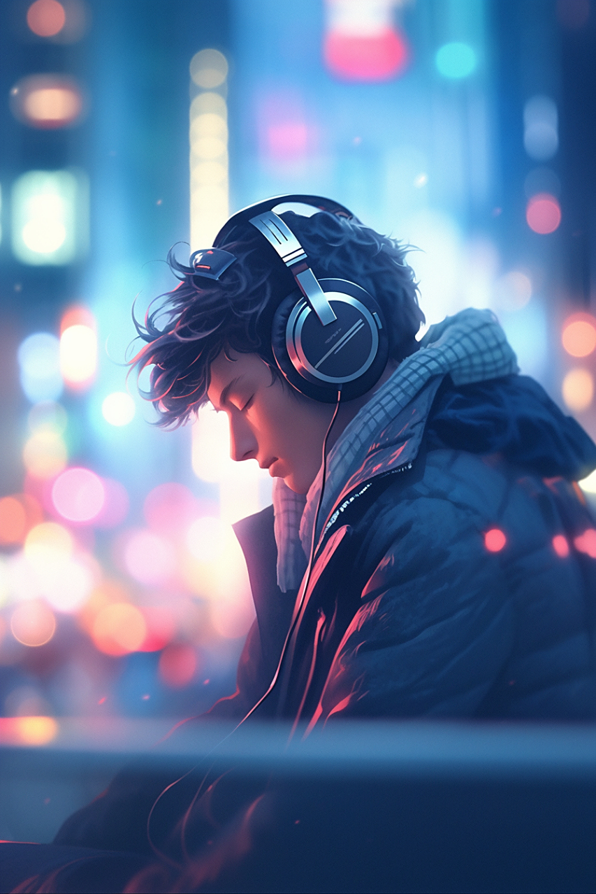 耳机一戴,谁也不爱#ai绘画# #插画# #头像