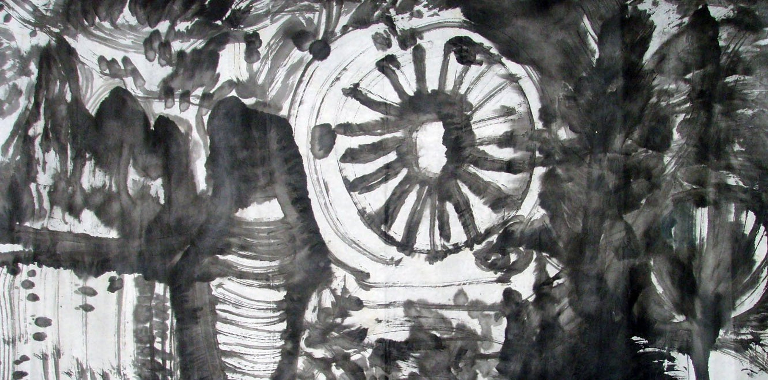 每日书画欣赏 刘培宏现代水墨画构成